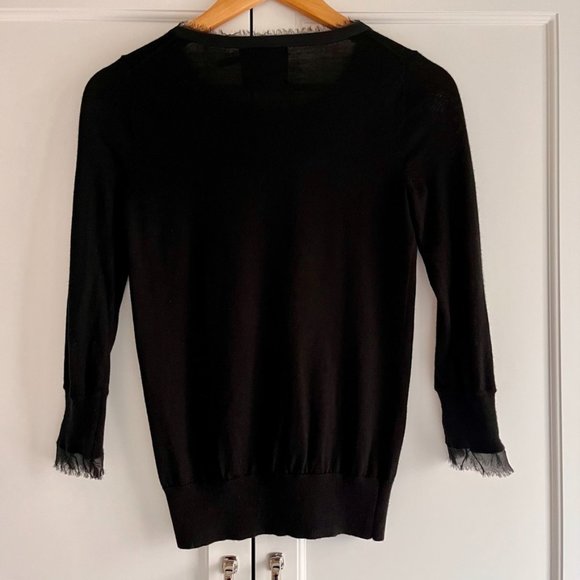 JUICY COUTURE Black Cardigan 100% Merino Wool, 100% Silk Trim | P / XS - Picture 3 of 9